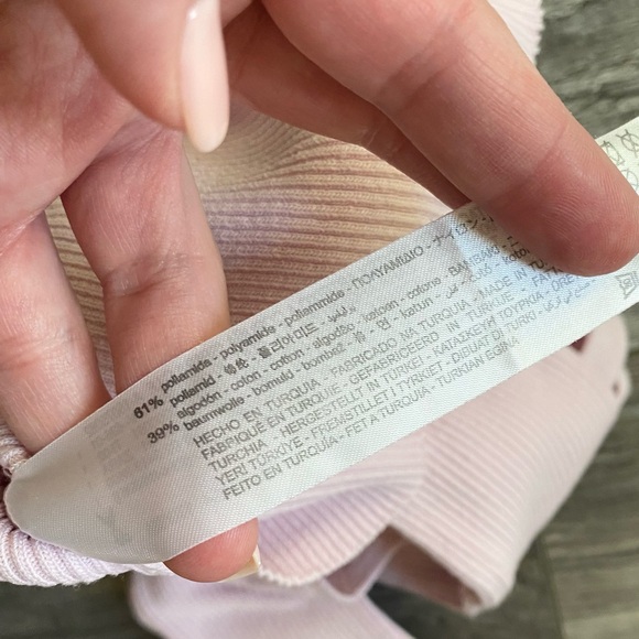 Zara Dusty Pink Knit Cold Shoulder Top with Thumb Holes - Picture 6 of 6